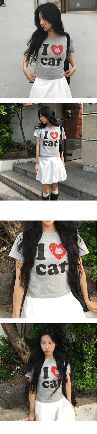 Love Cats crop short sleeve