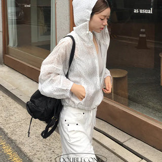 Flower see through hood windbreaker