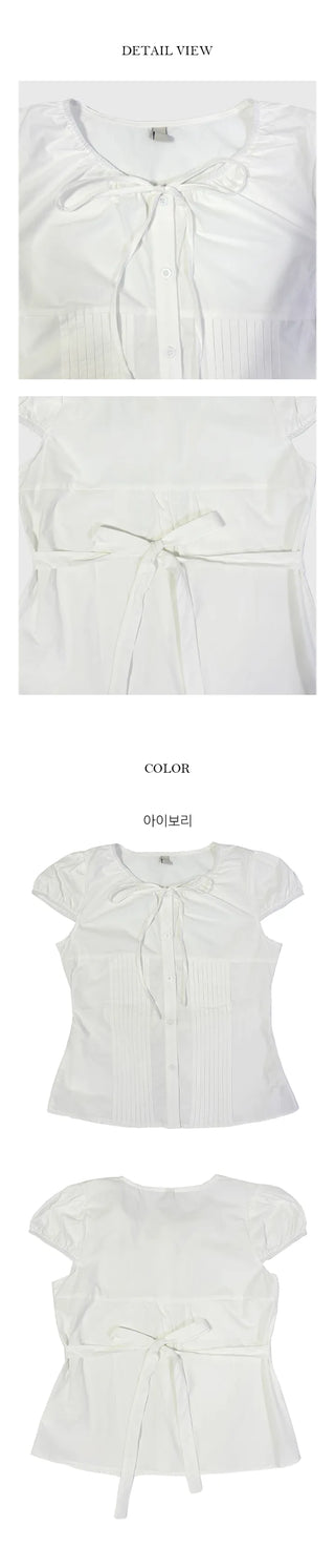 Dico Puff Shirring Pintuck Blouse