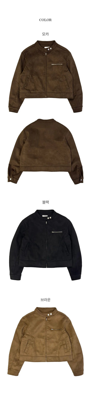Roman suede no collar jacket