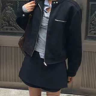 Roman suede no collar jacket