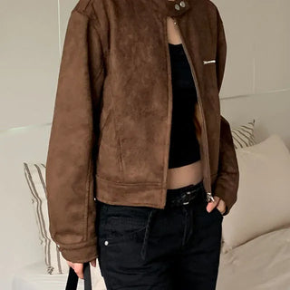 Roman suede no collar jacket