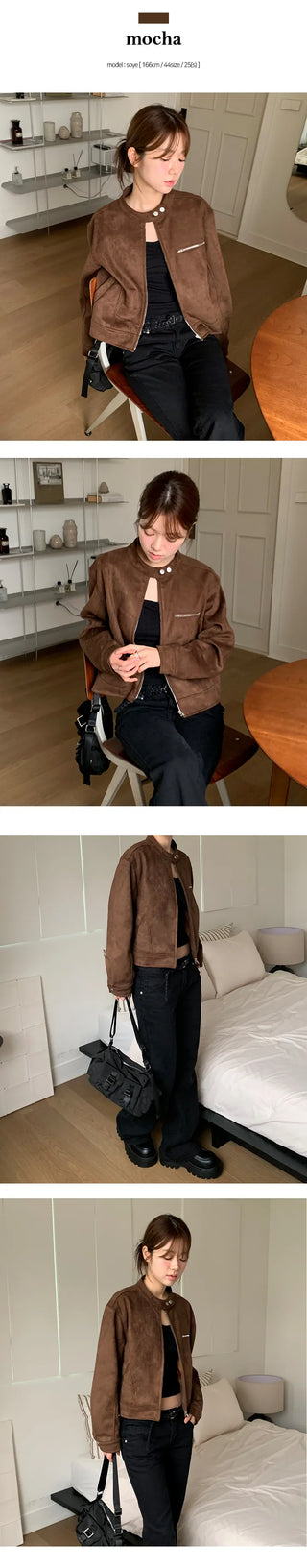 Roman suede no collar jacket