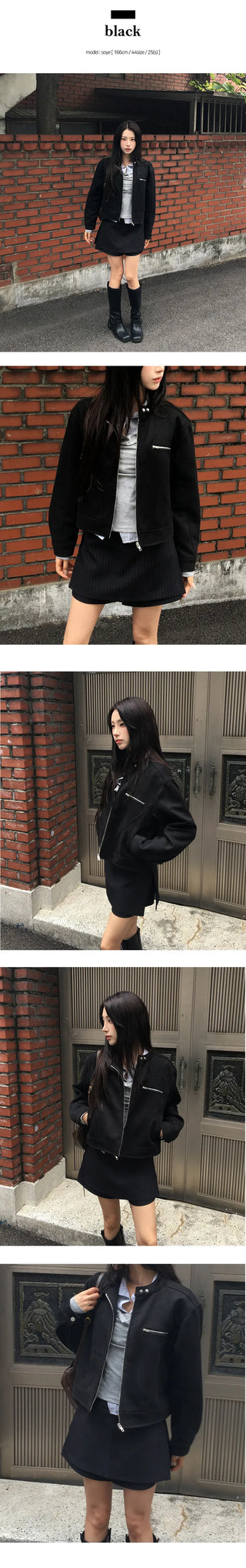 Roman suede no collar jacket
