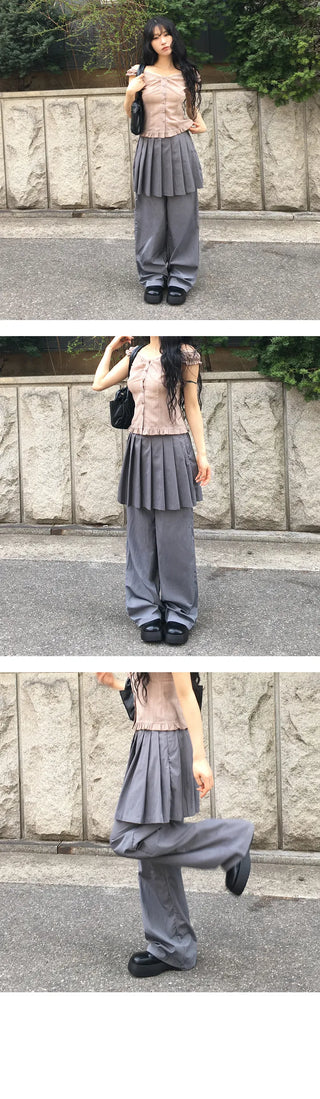 Rustling Layered Skirt Pants