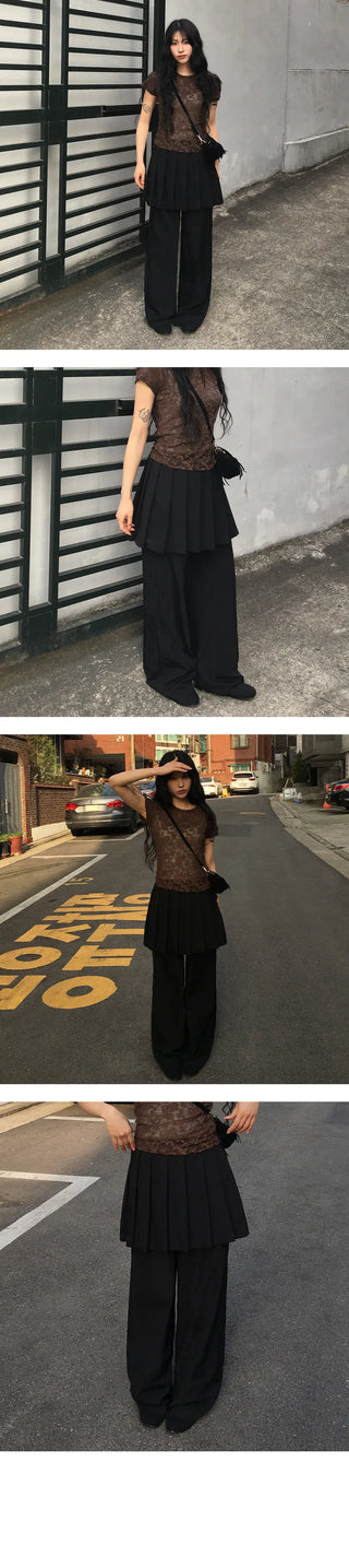 Rustling Layered Skirt Pants