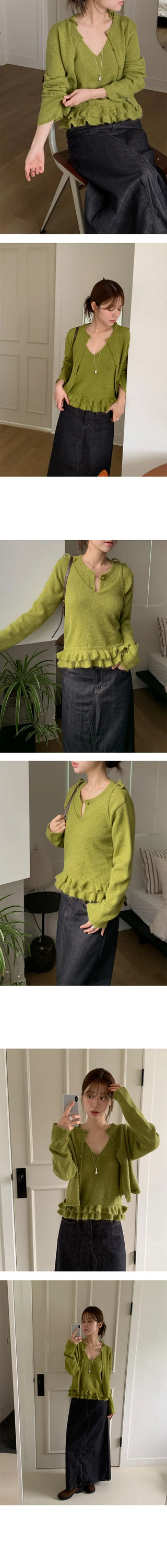 Eileen Nasi Frill Cardigan Set