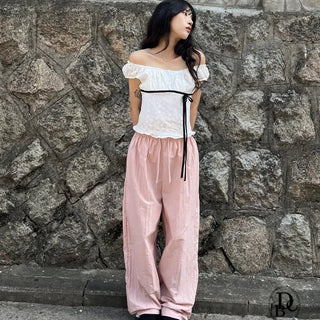 Drop Punching Off Shoulder Short Sleeve T Shirt