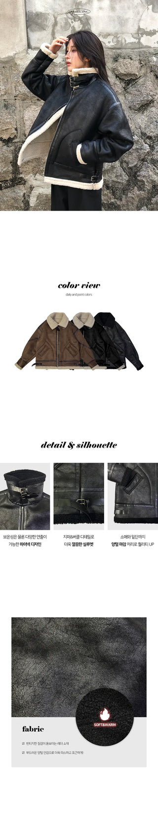 Berin Wool High Neck Suede Mustang