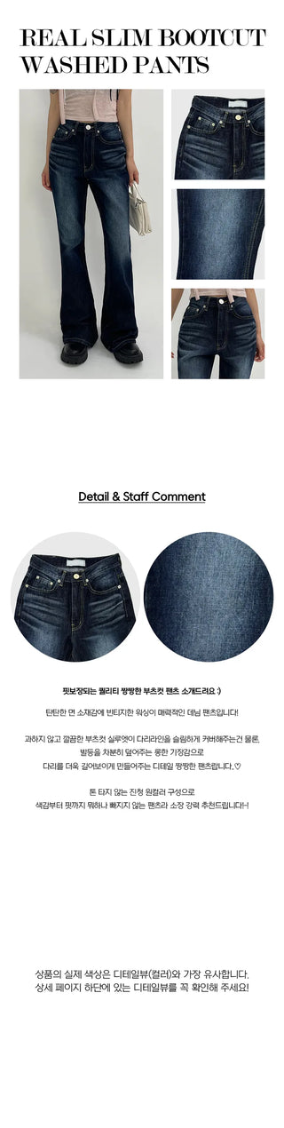 Real Slim Bootcut Washed Pants