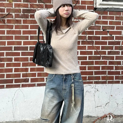 Pomi Side Button Knit T Shirt