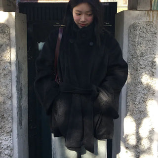 Planning Dalline high neck collar belt half coat
