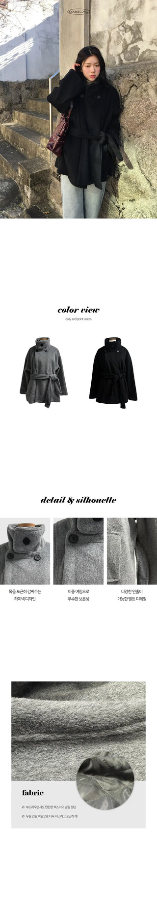 Planning Dalline high neck collar belt half coat