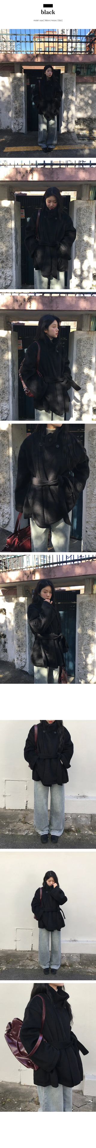 Planning Dalline high neck collar belt half coat