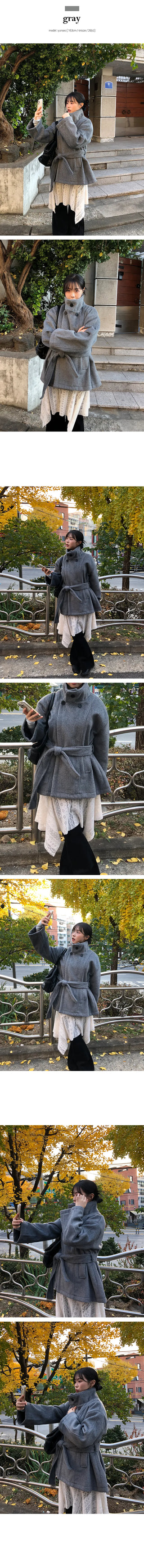 Planning Dalline high neck collar belt half coat