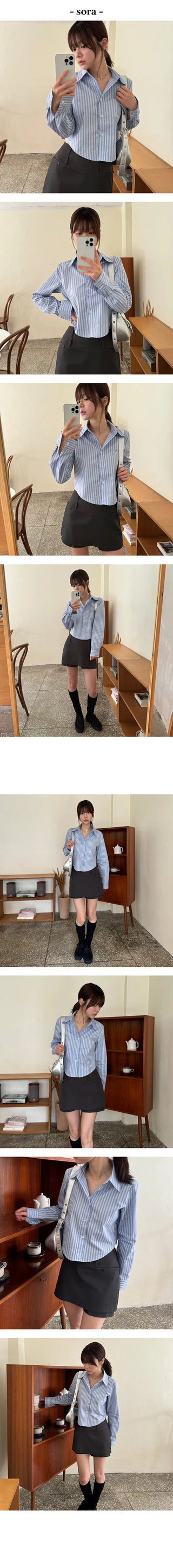 Clive Crop Striped Shirt