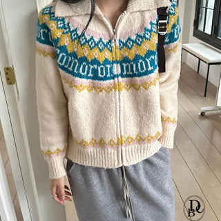 Muni Nordic Collar Knit Zip Up
