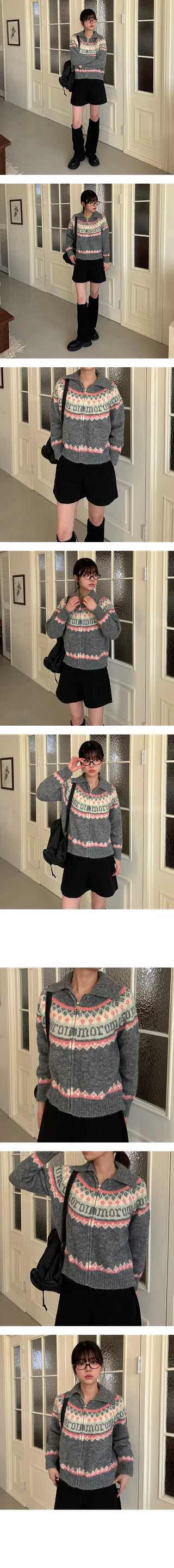 Muni Nordic Collar Knit Zip Up