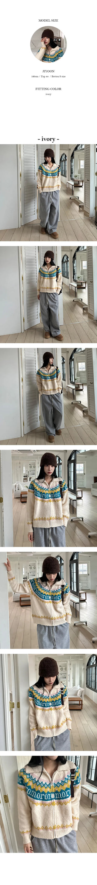 Muni Nordic Collar Knit Zip Up