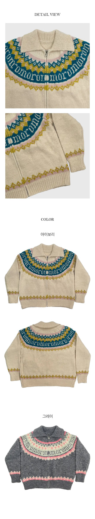 Muni Nordic Collar Knit Zip Up