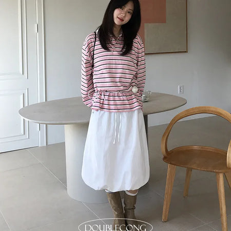 Petty Balloon Shirring Midi Skirt