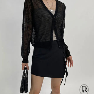 V neck See through Slim Fit Cardigan