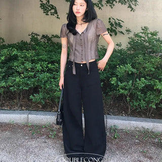 Tie See Through Blouse