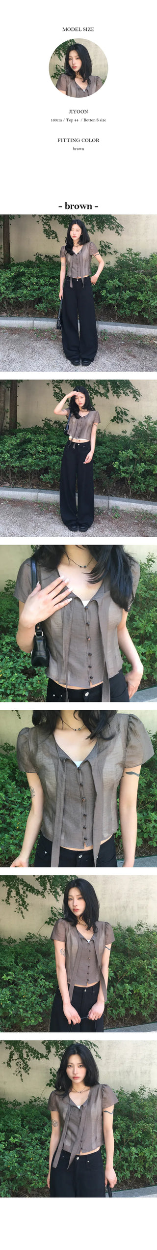 Tie See Through Blouse