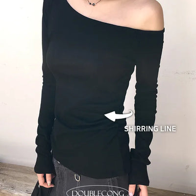 Oz Unbalanced Shoulder Long Sleeve T Shirt