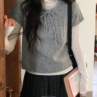 Leaden Soft Ribbon Short Sleeve Knit