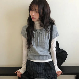 Leaden Soft Ribbon Short Sleeve Knit