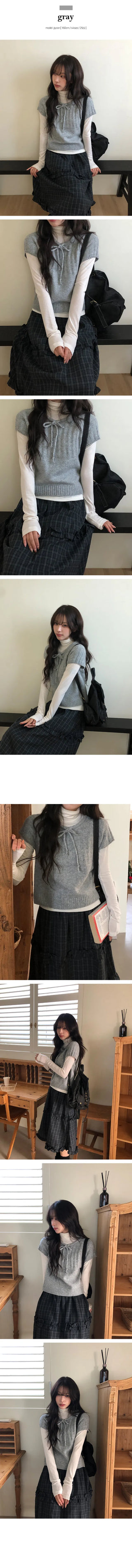 Leaden Soft Ribbon Short Sleeve Knit