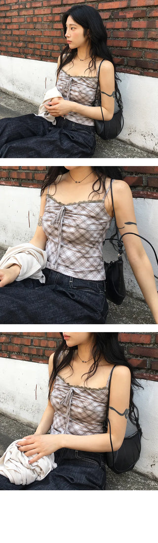 Popo Check Nashi Cardigan Set