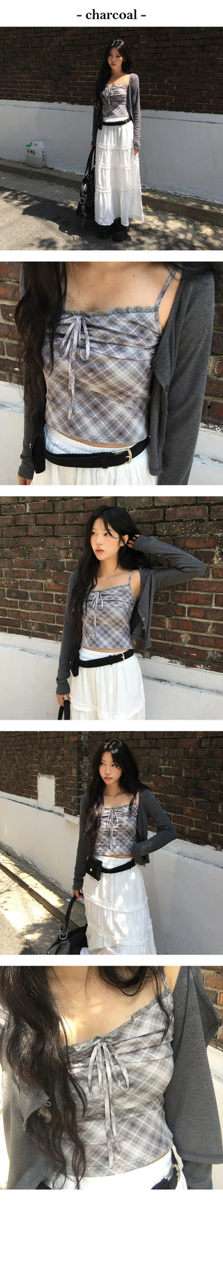 Popo Check Nashi Cardigan Set
