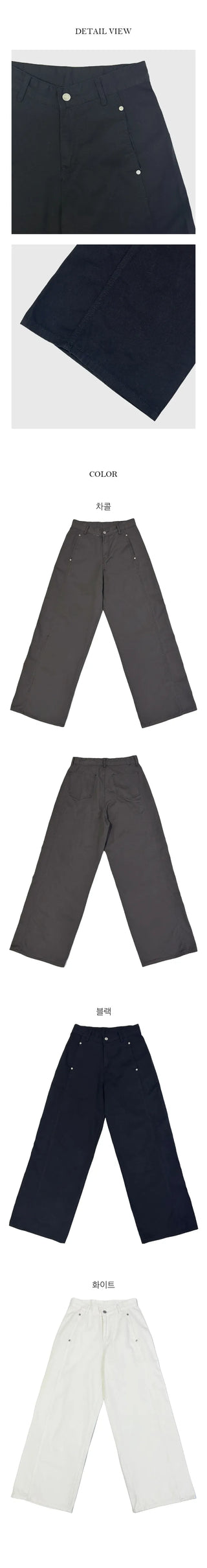 Straight Rivet Wide Pants