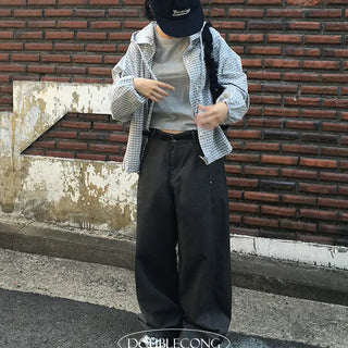 Straight Rivet Wide Pants