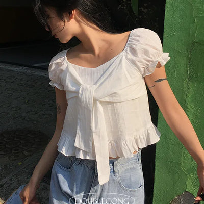 Forefront Ribbon Frill Blouse