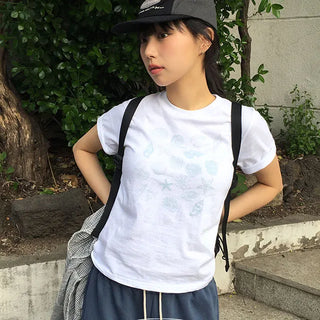 Biring Lettering Crop Short Sleeve T Shirt