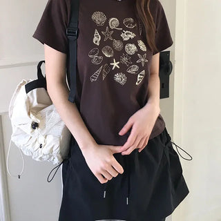 Biring Lettering Crop Short Sleeve T Shirt