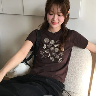 Biring Lettering Crop Short Sleeve T Shirt