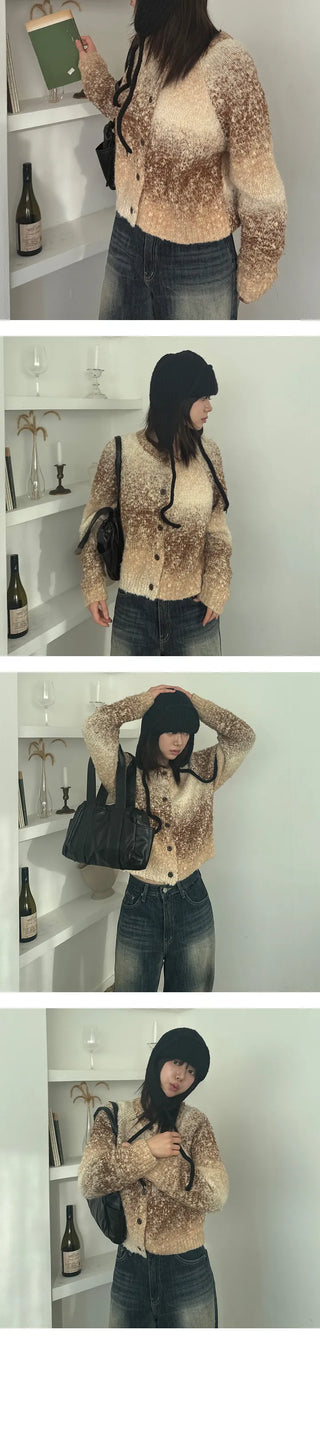 Fossil Gradient Round Knit Cardigan