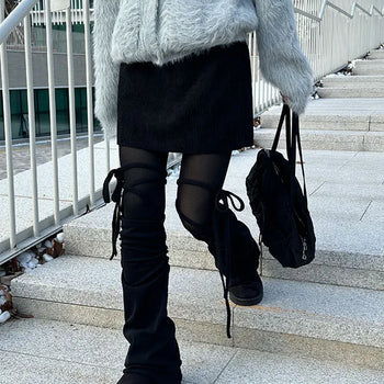 Strap shirring point leg warmers