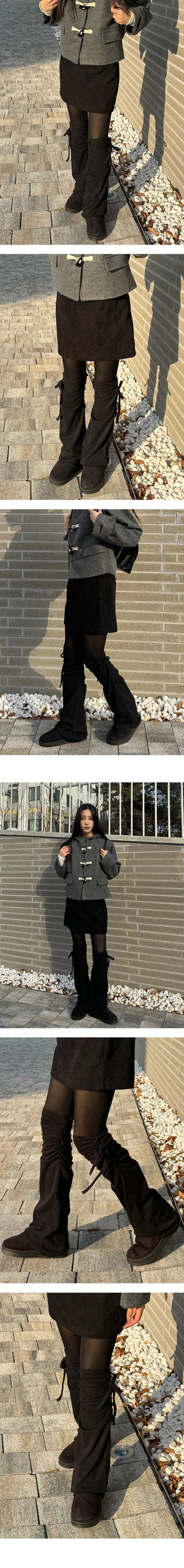 Strap shirring point leg warmers