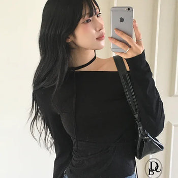 Glam strap off shoulder long sleeve