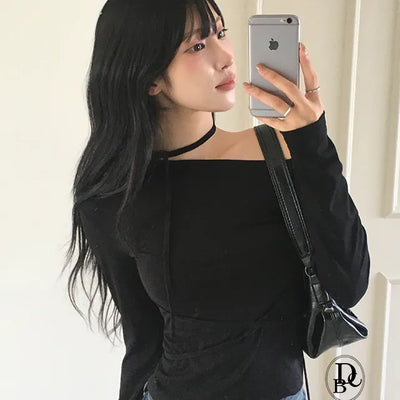 Glam strap off shoulder long sleeve