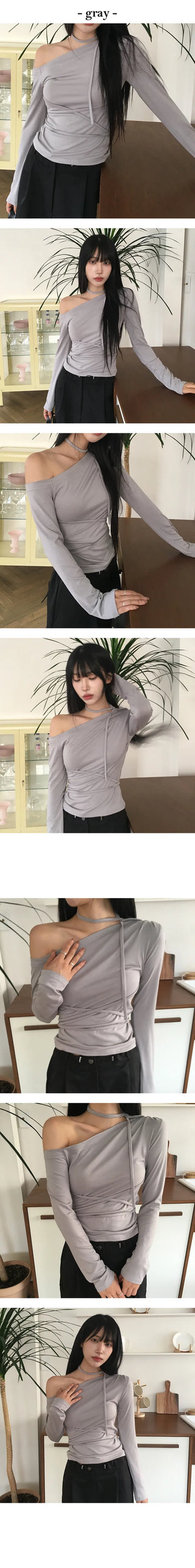 Glam strap off shoulder long sleeve