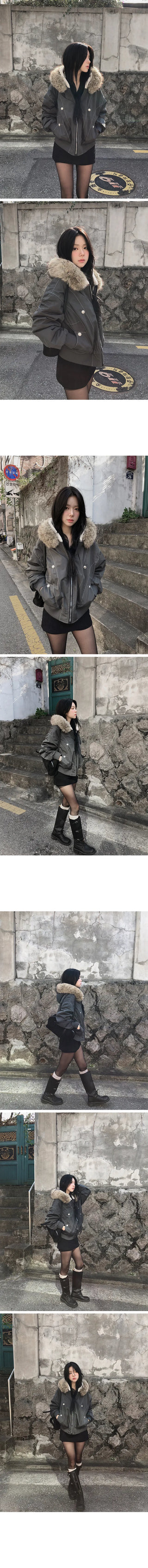 Bonnie cut fur hooded overfit padded jumper