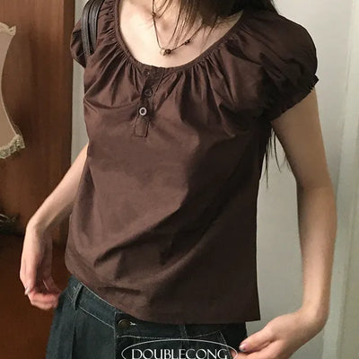 Mochamus short sleeved button up blouse