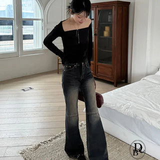 Arrow Line Denim Bootcut Pants
