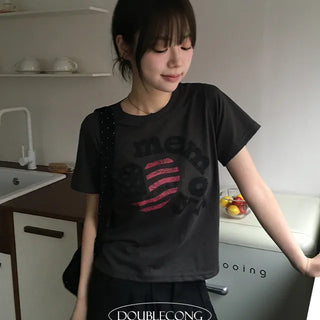 Older Printed Crop Short Sleeve T Shirt